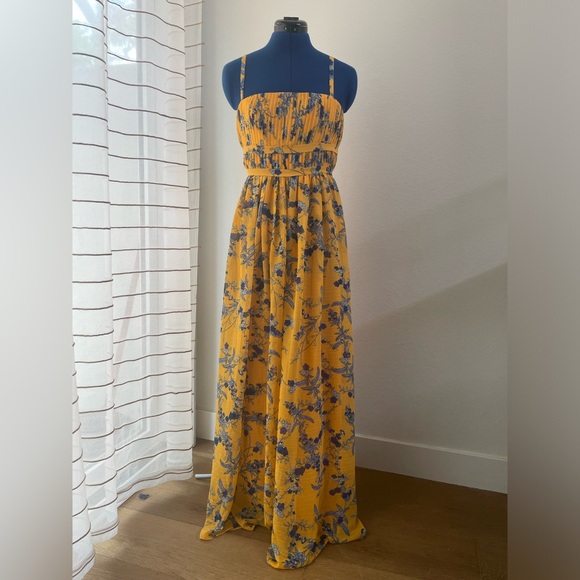 Aqua Floral Maxi Dress in Yellow & Blue Size 0 - Picture 4 of 13